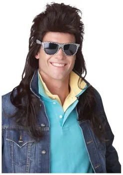 California Costume Collection 80s Brown Rock Mullet Wig