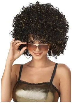 California Costume Collection Black And Gold Disco Wig For Women