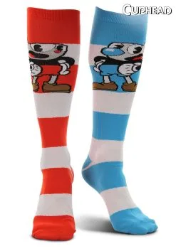 Elope Knee High Cuphead & Mugman Striped Socks