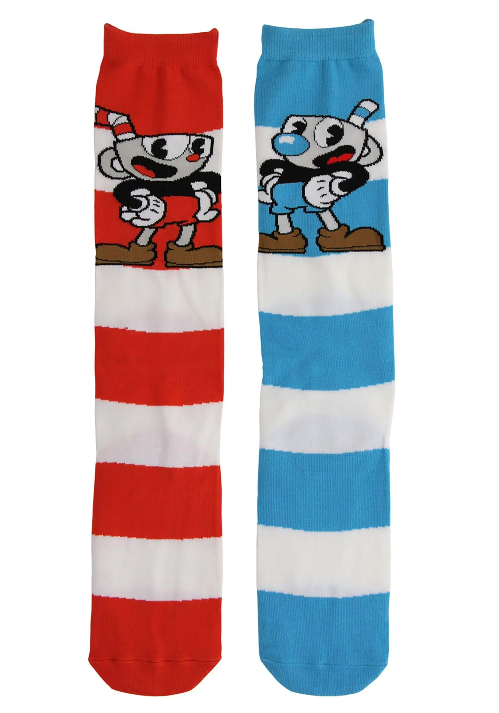 Elope Knee High Cuphead & Mugman Striped Socks - Image 2