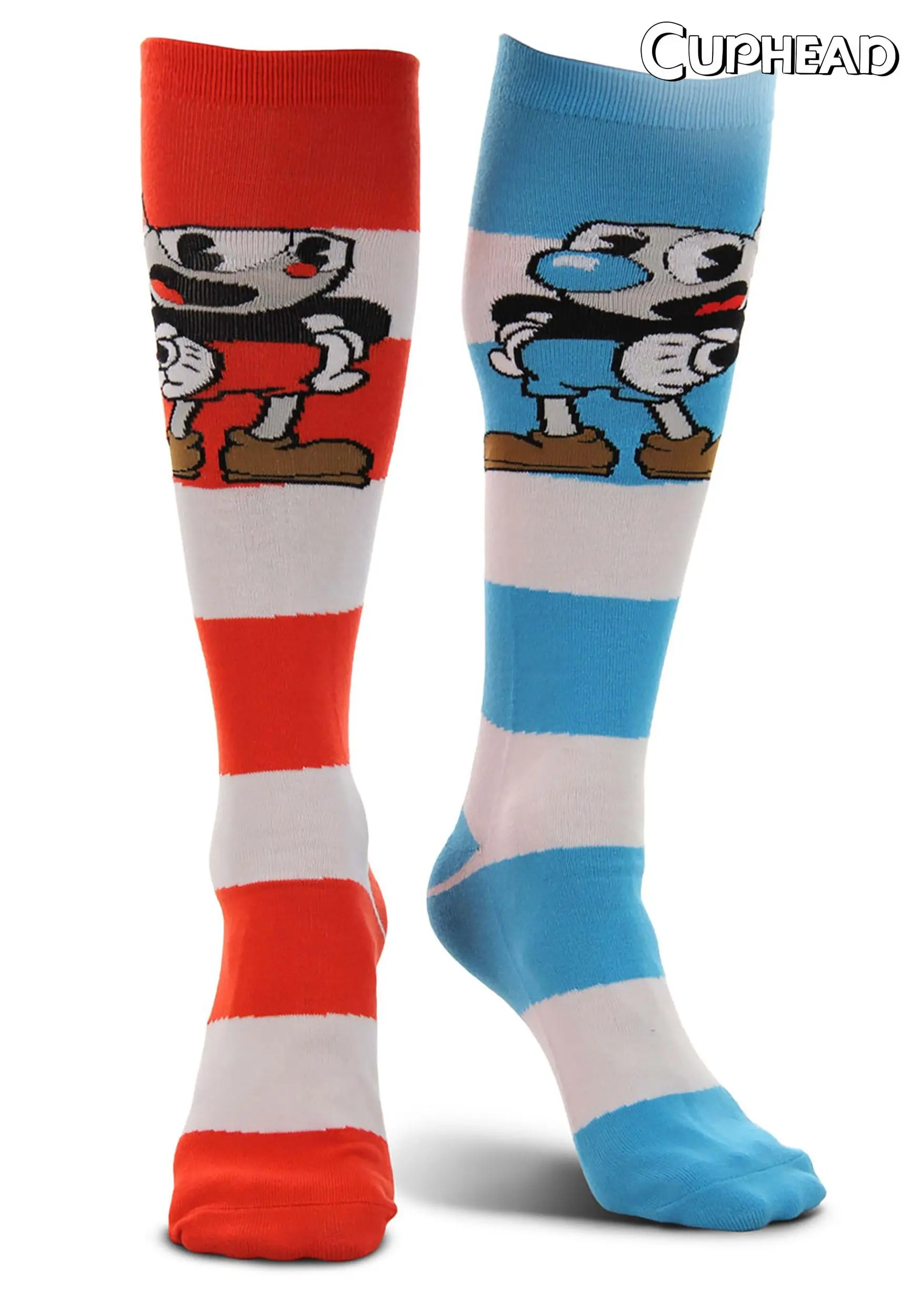Elope Knee High Cuphead & Mugman Striped Socks
