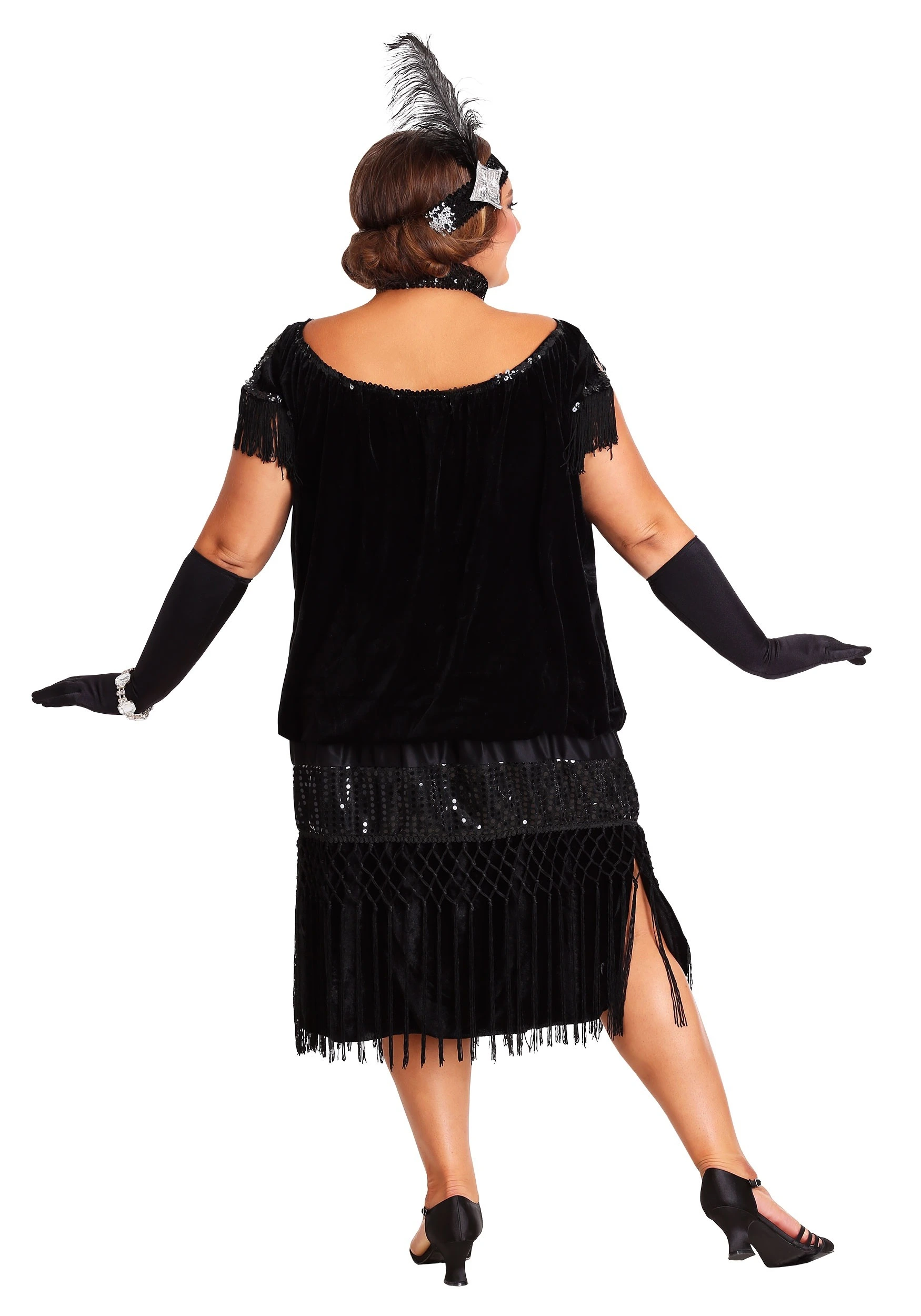 Fun Costumes Plus Size Black Flapper Costume For Women - Image 2