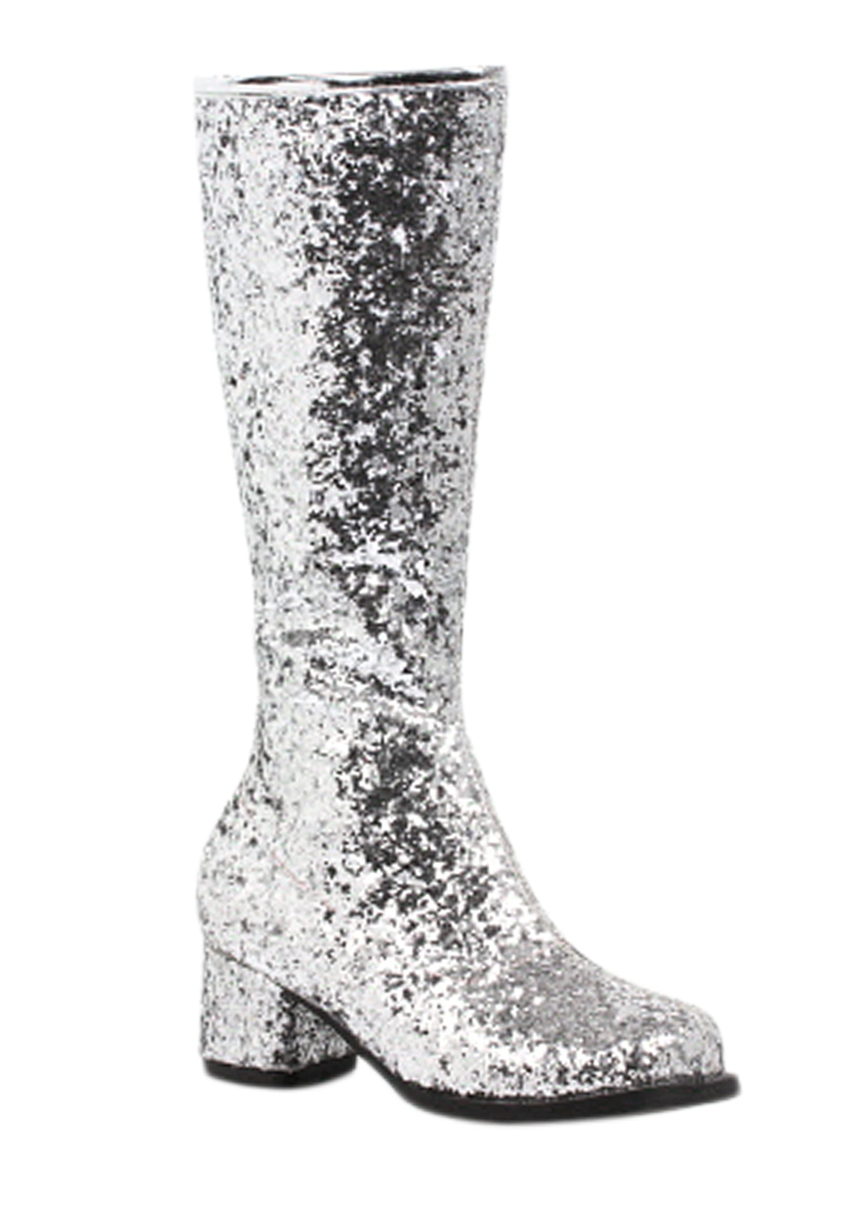 Ellie Girls Silver Glitter Go-Go Boots