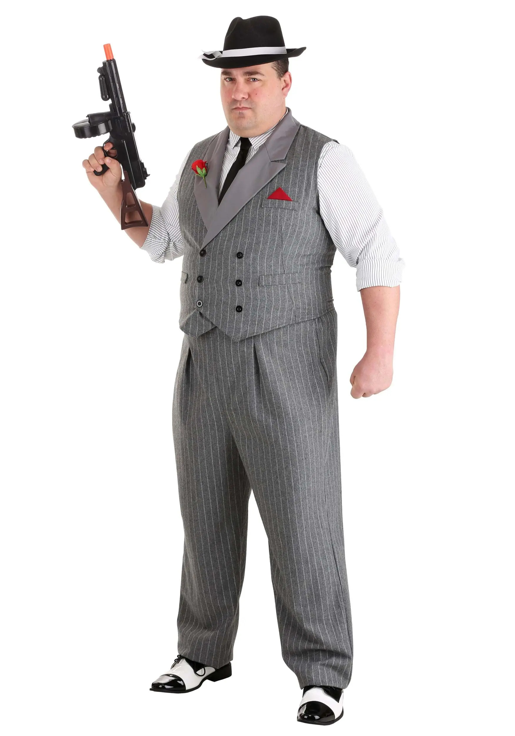 Fun Costumes Plus Size Ruthless Gangster Men's Costume