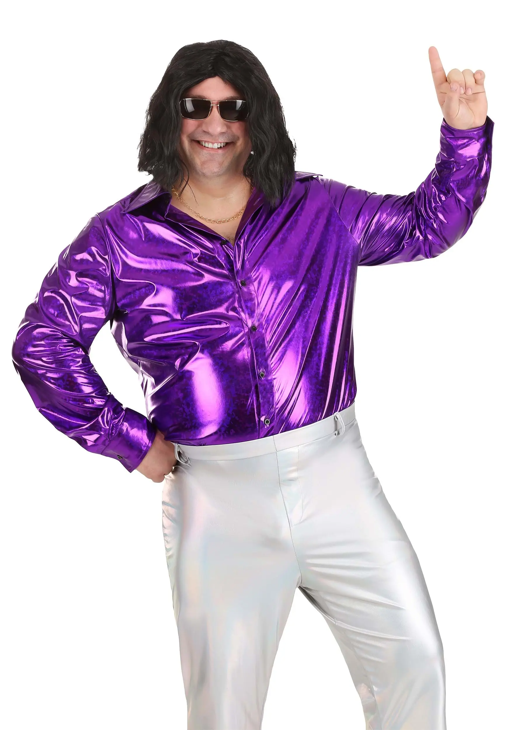 Fun Costumes Plus Size Shattered Glass Disco Shirt For Men - Image 3