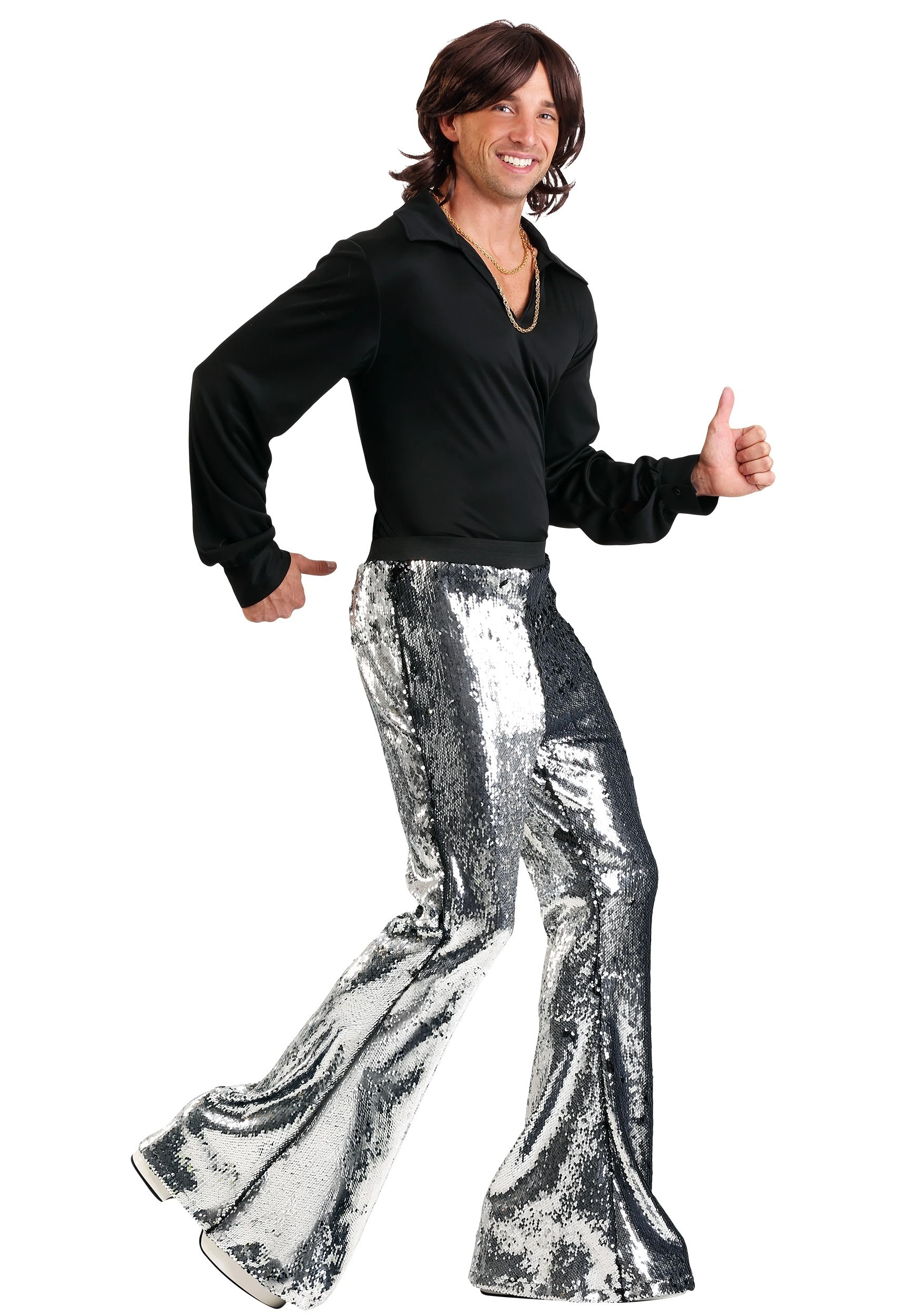 Fun Costumes Men's Reversible Sequin Disco Pants - Image 3
