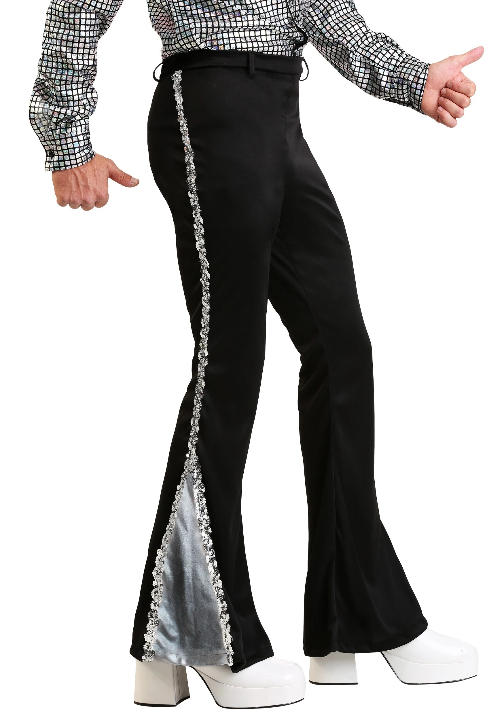 Fun Costumes Men's Silver Sequin Disco Pants