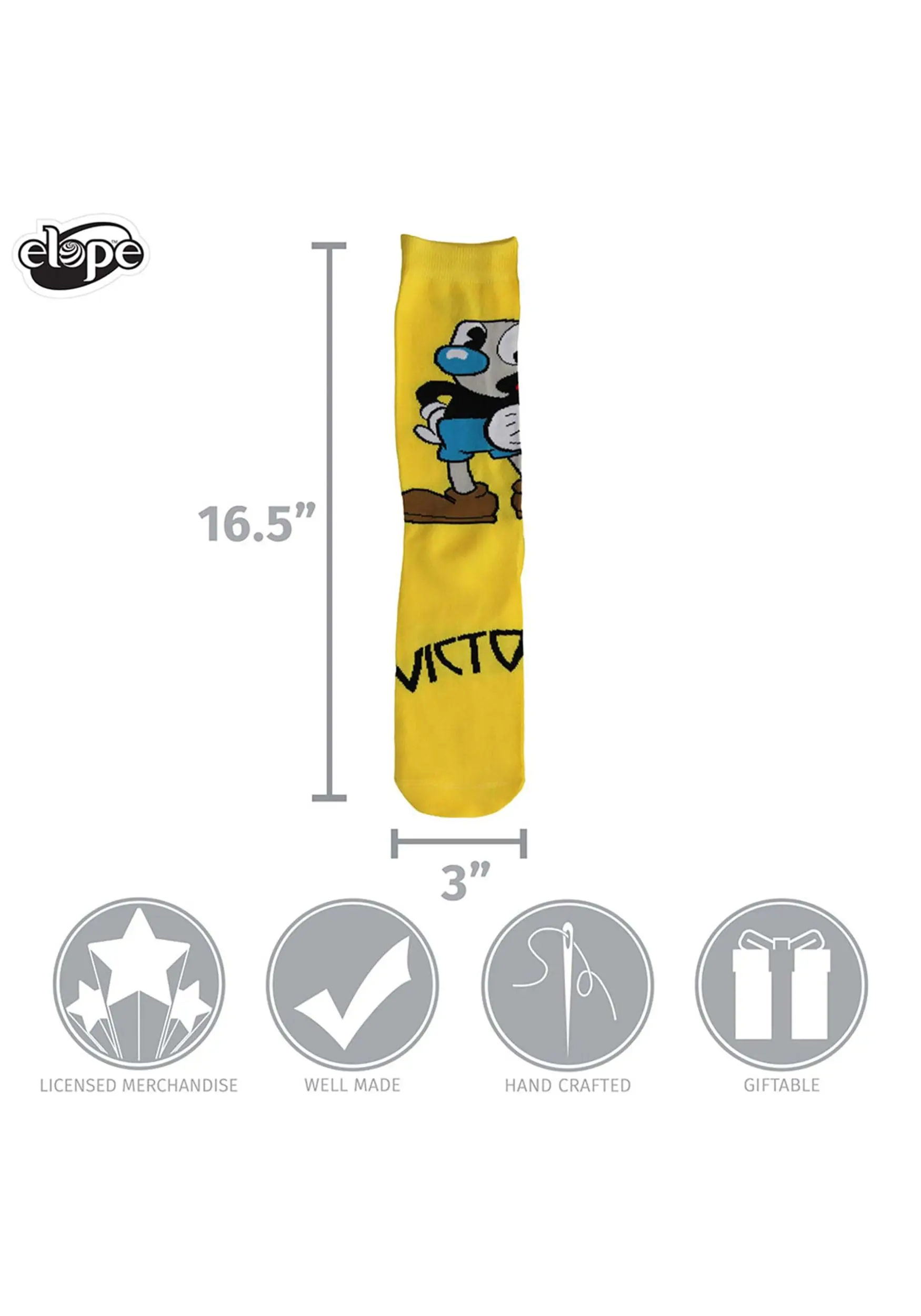 Elope Cuphead Mugman Victory! Crew Socks - Image 7