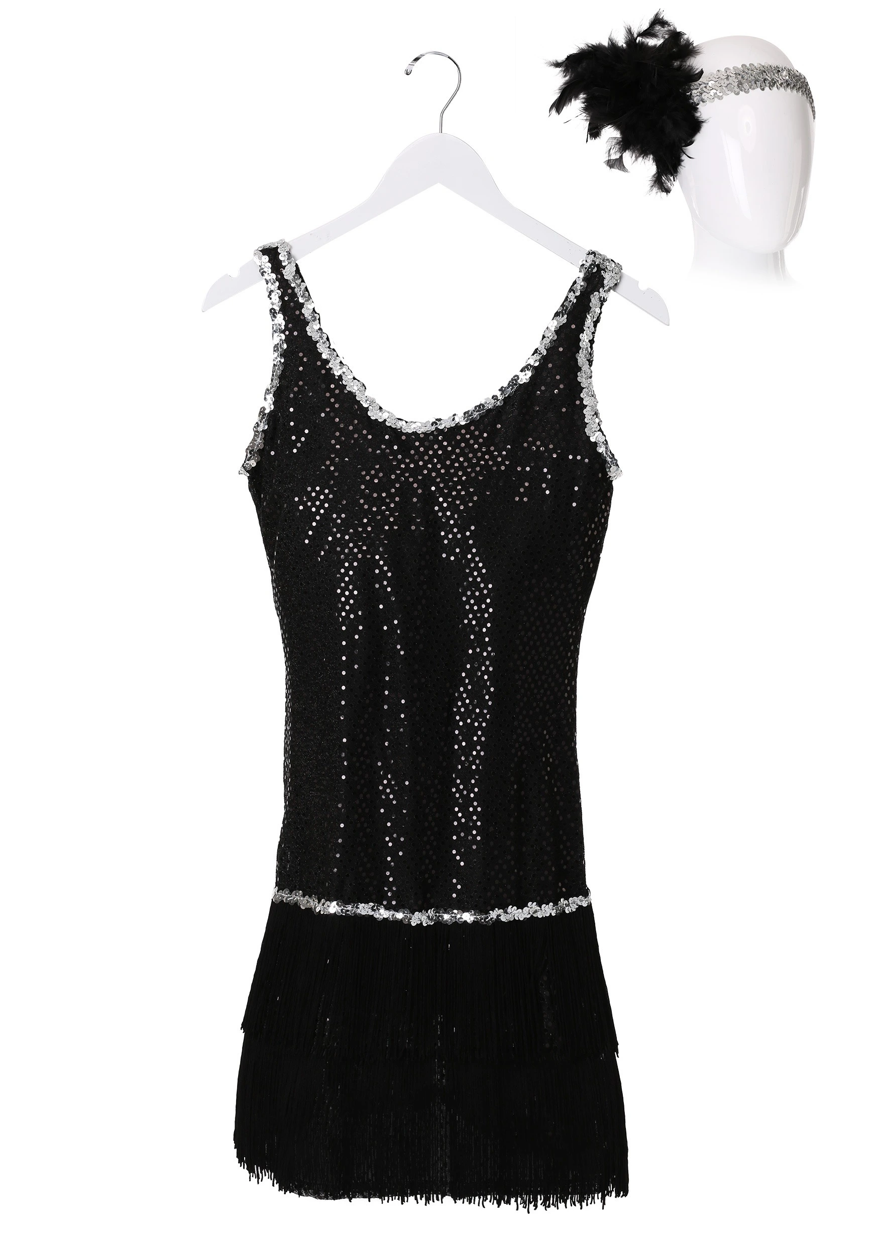 Fun Costumes Sequin & Fringe Black Flapper Dress Costume - Image 3