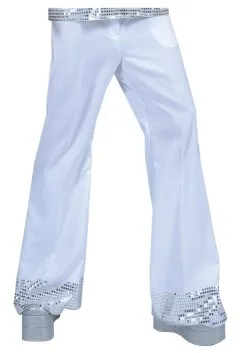 Funny Fashions White Sequin Cuff Disco Pants For Men