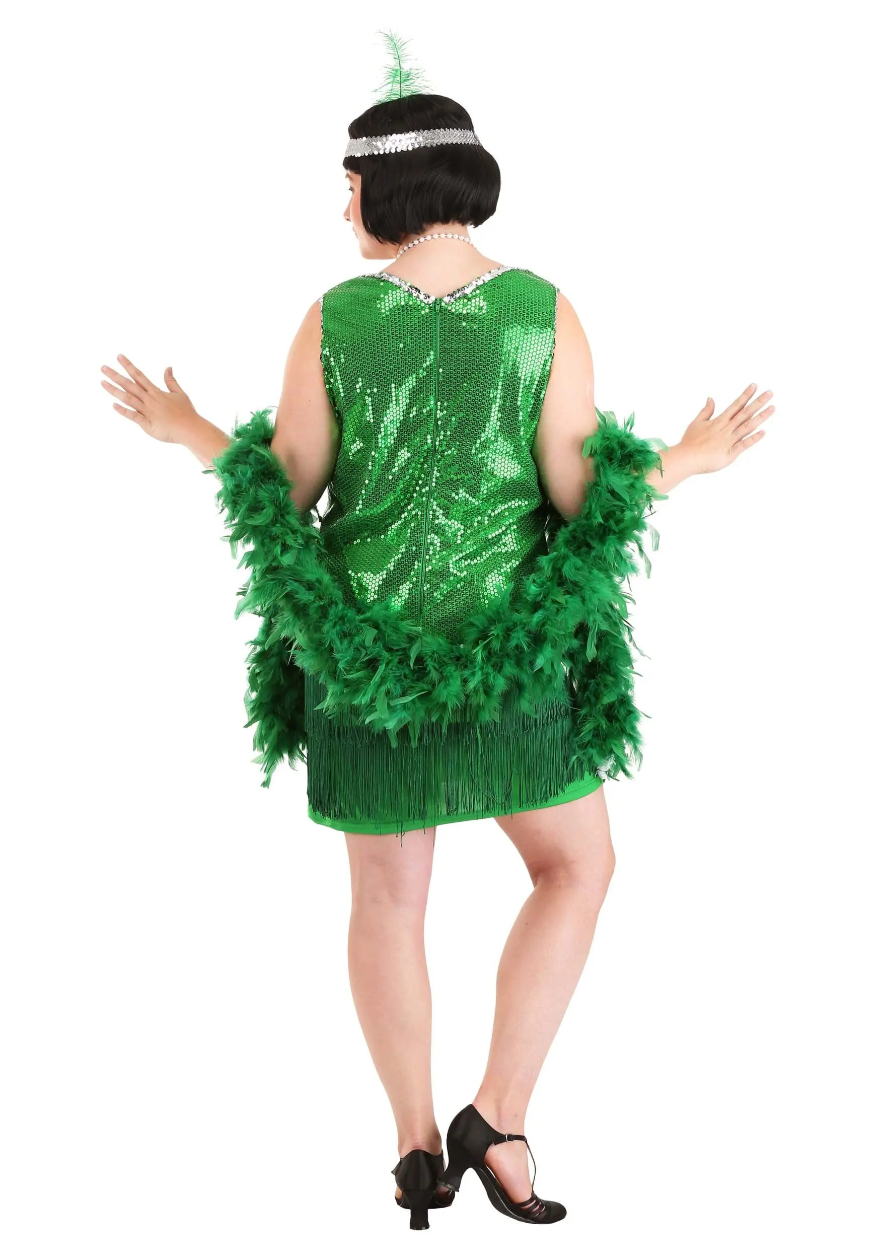 Fun Costumes Women's Plus Size Emerald Flapper Exclusive Halloween Costume - Image 2